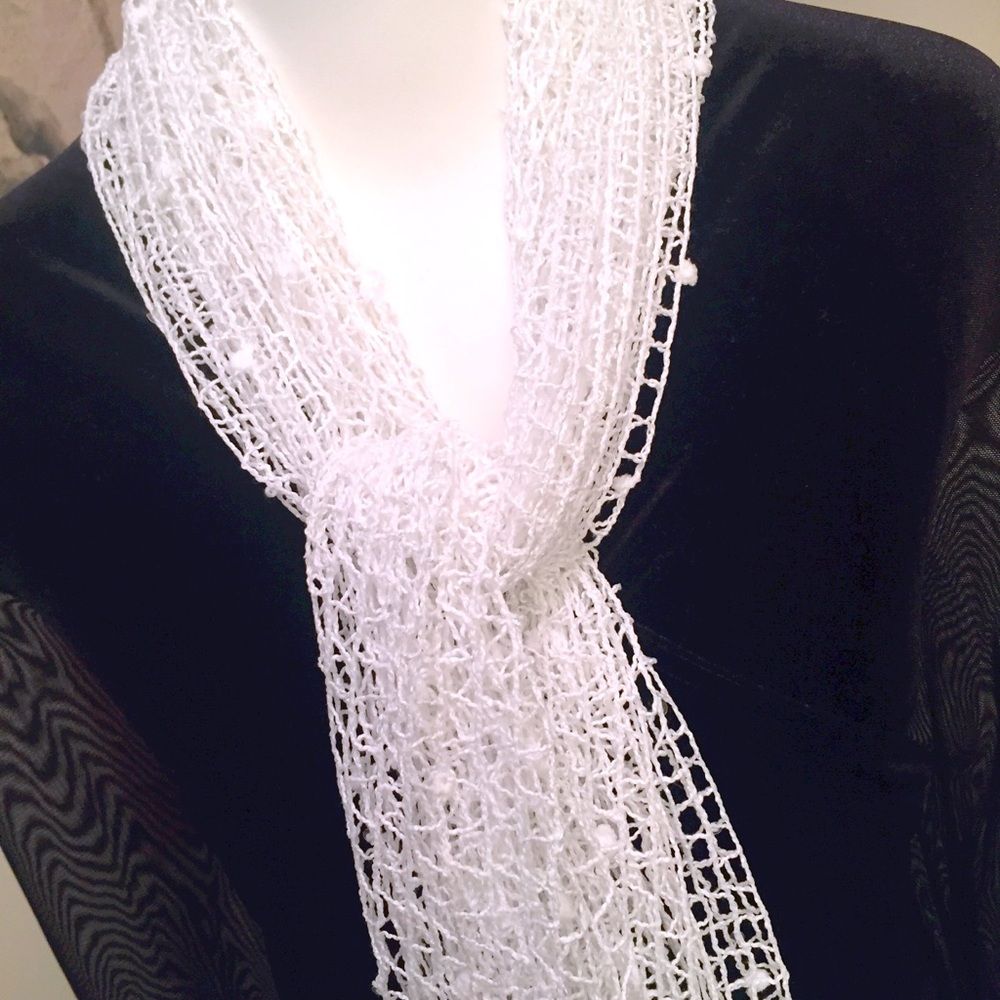 White Woven Shimmer Scarf